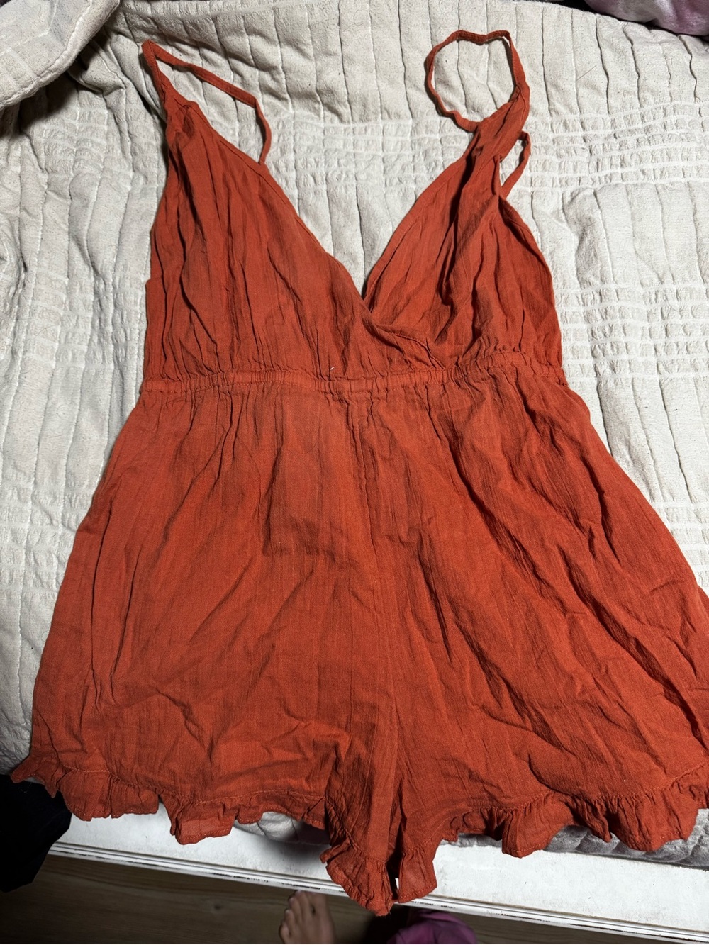 Roxy Rust Orange Sleeveless V-Neck Romper
